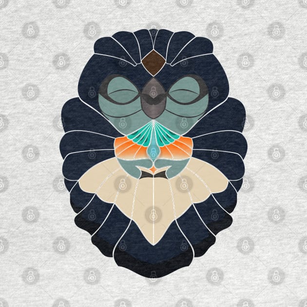 Praying Owl Deep Blue by SunGraphicsLab